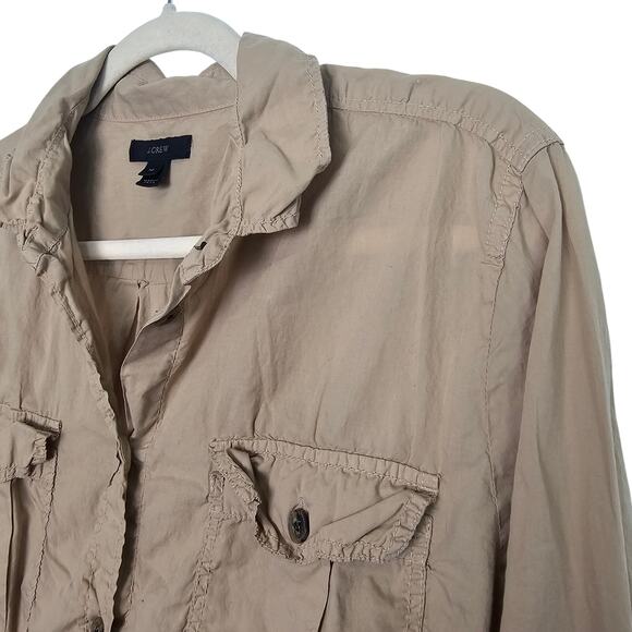 J. Crew Womens Minimalist Neutral Button Shirt Sz 14 Cotton Lightweight Classic - Picture 5 of 8